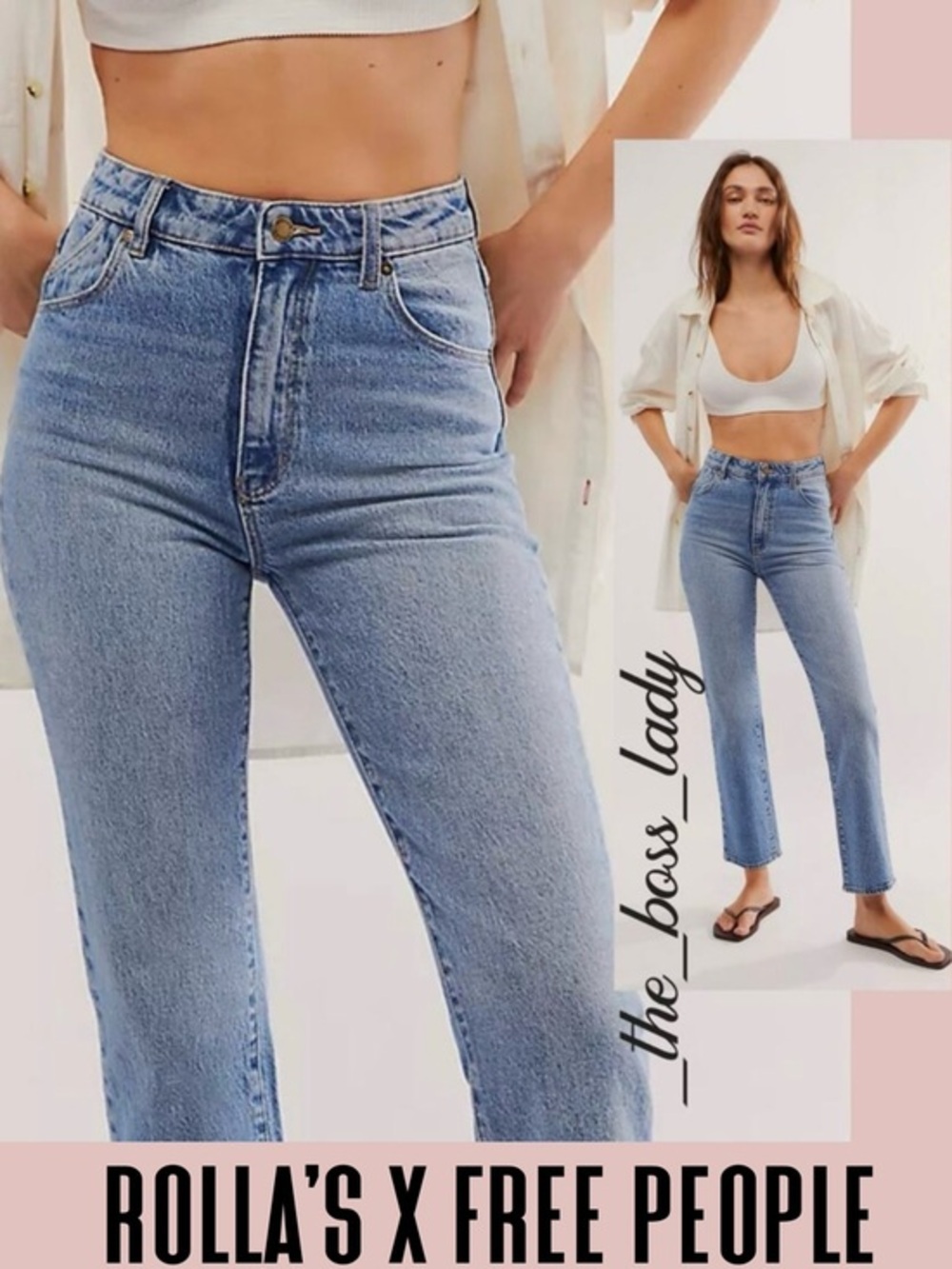Free People x Rollas straight jeans cotton boho high rise casual cozy 30